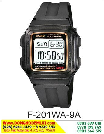 Casio F-201-9ADF; Đồng hồ điện tử iLLuminator Casio F-201-9ADF chính hãng| Bảo hành 1 năm